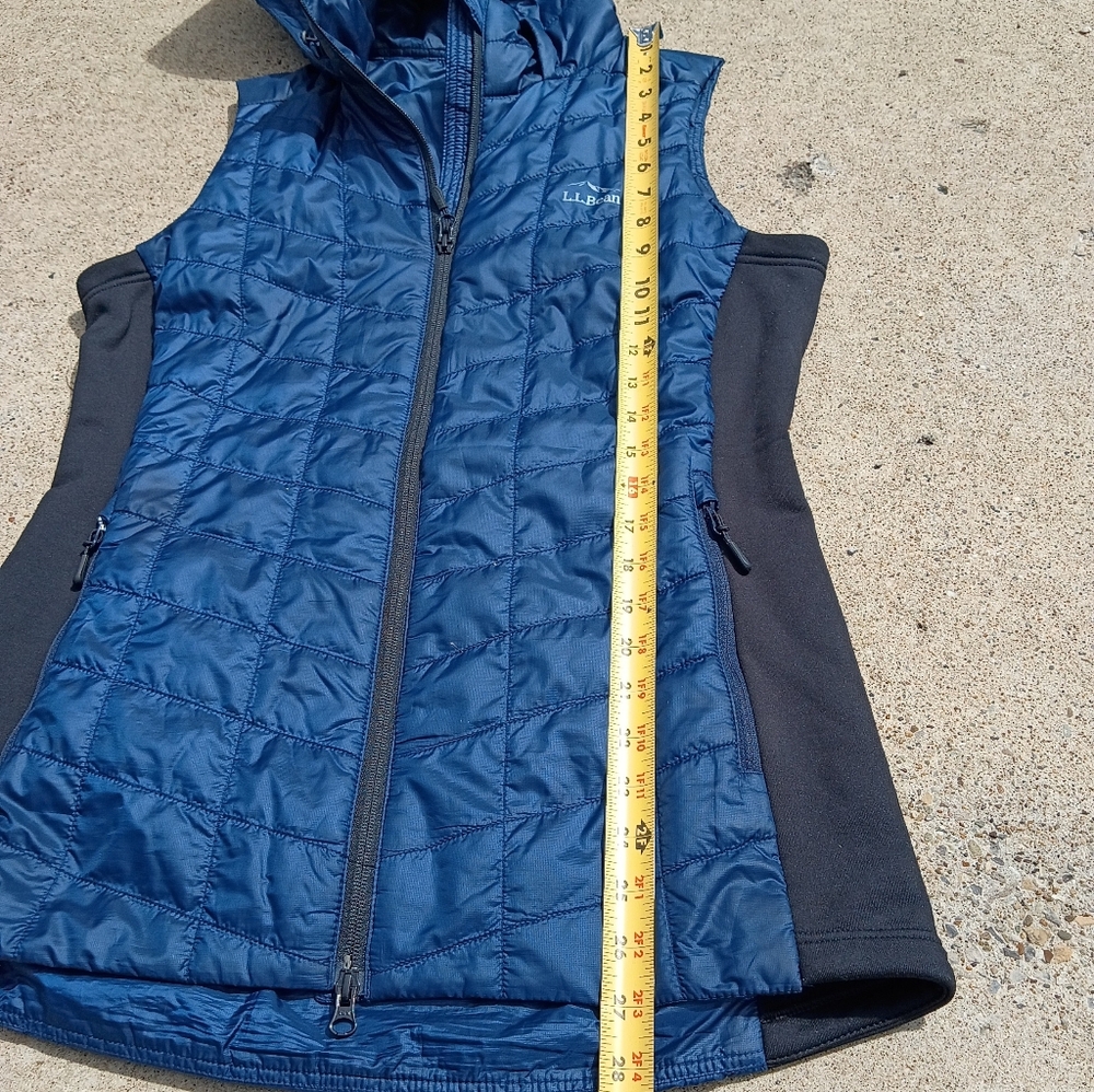 L.L.Bean 505280 Women's Small Blue Zip Hooded Packaway Primaloft Longer Vest - Picture 11 of 12